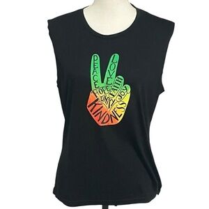 MISSLOOK size XL Peace tank top, black, EUC